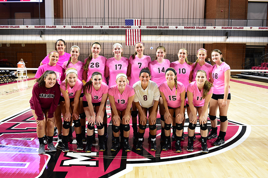 RC Volleyball Tops John Wesley 3-0 on Dig Pink Night