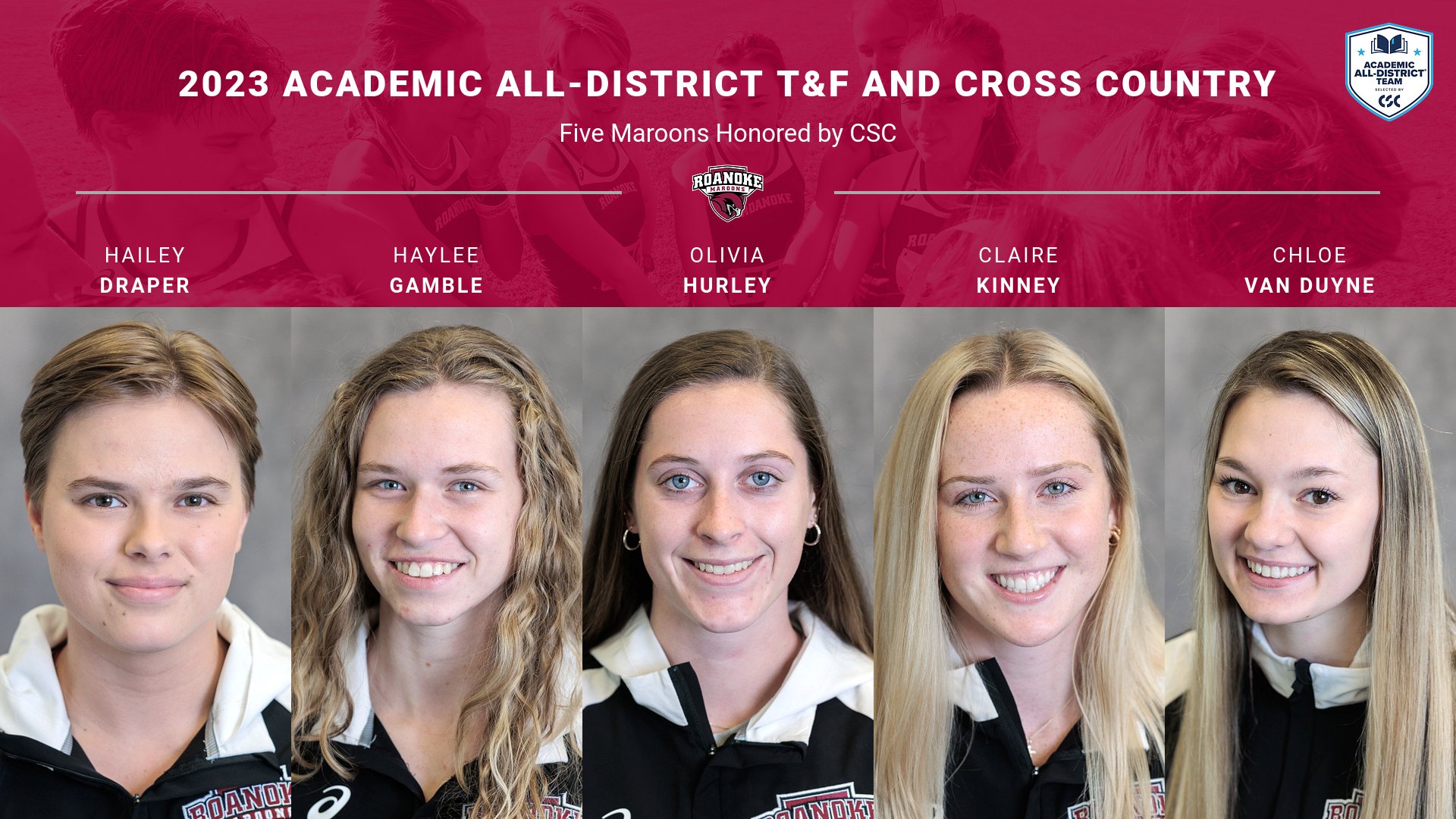 Five Men, Five Women Maroons Named to CSC Academic All-District Team